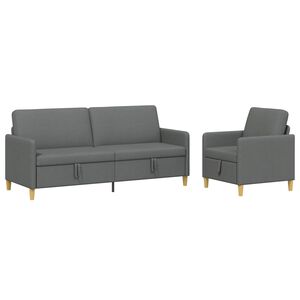 vidaXL Sofa set z shrambo 2 kos Temno siva Poliester
