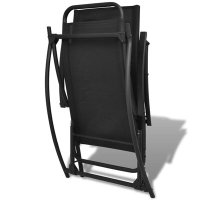 vidaXL Vrtni gugalni stol jeklo in tekstil črne barve
