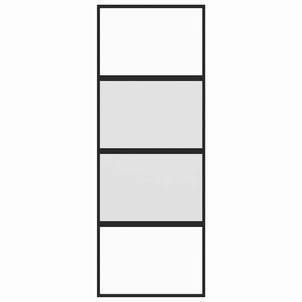 vidaXL Drsna vrata črna 76x205 cm kaljeno steklo in aluminij