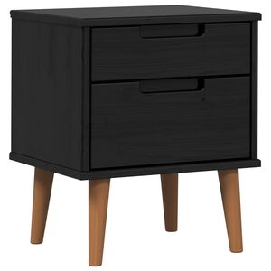 vidaXL Nočna omarica MOLDE Črna 40 x 35 x 48 cm Trdna borovina