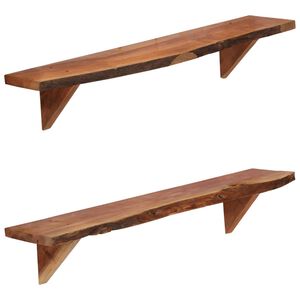 vidaXL Stenske police 2 kosa 90x20x18 cm trden akacijev les