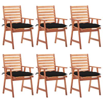 vidaXL Zunanji jedilni stoli 6 kosov z blazinami trden akacijev les