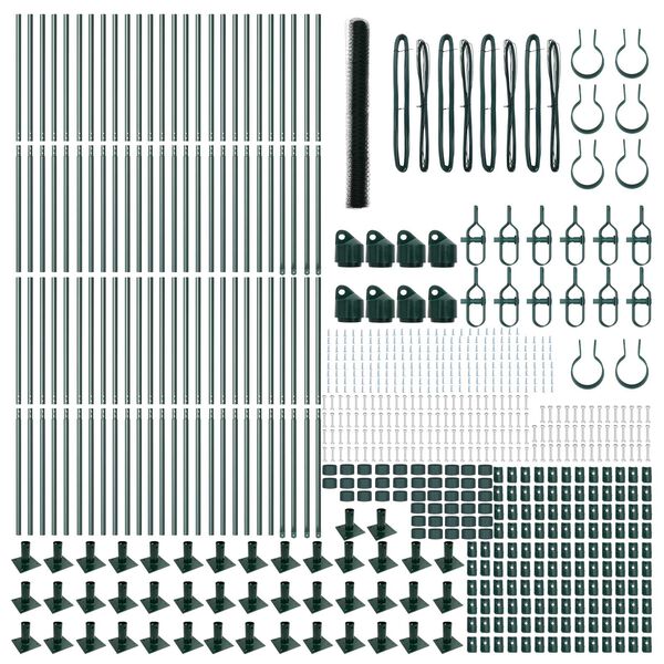 vidaXL Ogrodje s stebri Zelena 1.6 x 100 m Jeklo s PVC premazom