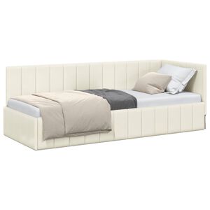 vidaXL Kotna postelja z vzglavjem krema 80 cm x 200 cm Žamet