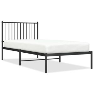 vidaXL Kovinski posteljni okvir z vzglavjem črn 90x200 cm