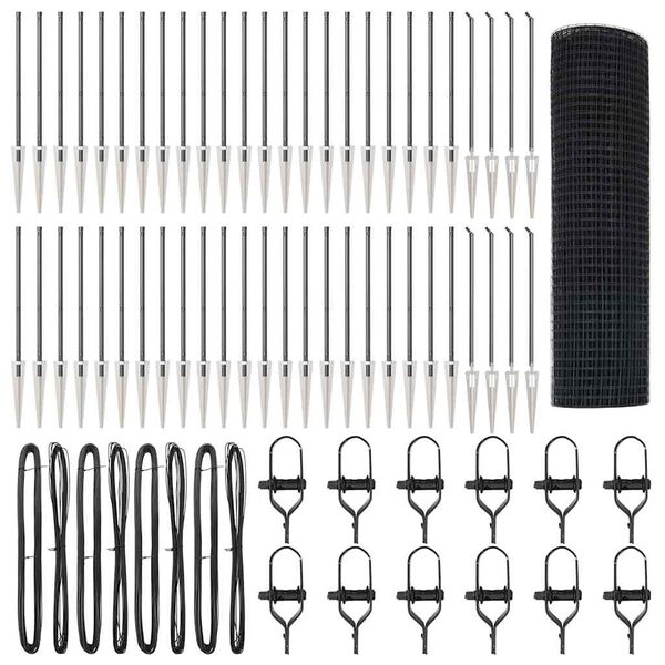 vidaXL Steber ograje. Siva 100 x 0,5 m (25 x 25 mm mreža) Jeklo in PVC