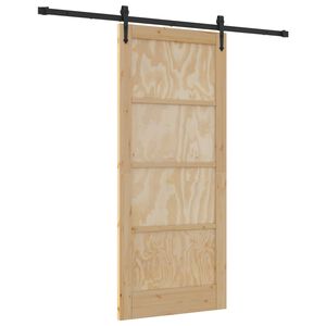 vidaXL Drsna vrata ORKDAL 86 x 198,5 cm Trdna borovina Naravna in črna
