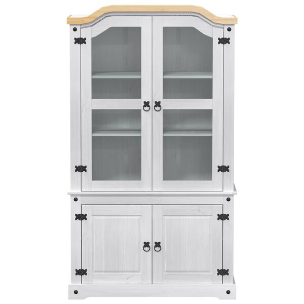 vidaXL Razstavna omara Bela 103,5 x 42 x 180 cm Masivno borovo les