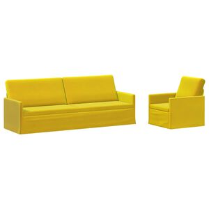 vidaXL Kavčna garnitura 2 pcs Rumena Žamet