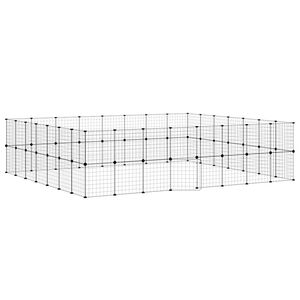 vidaXL Ograda za hi&scaron;ne ljubljenčke s 60 paneli črna 35x35 cm jeklo
