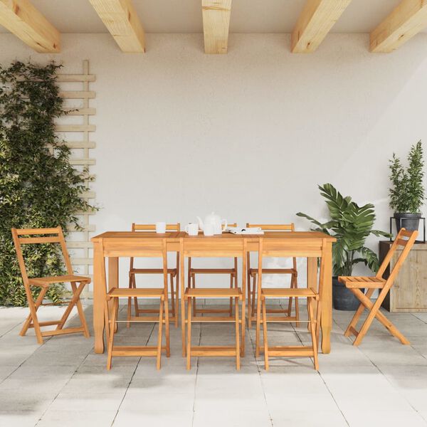 vidaXL Zložljivi bistro stoli 8 kosov trden akacijev les