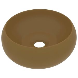 vidaXL Razko&scaron;en umivalnik okrogel mat krem 40x15 cm keramičen