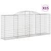 vidaXL Obokane gabion košare 15 kosa 300x50x120/140cm pocinkano železo