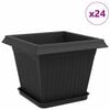 vidaXL Lončki za rastline 24 pcs Črna 28,5 x 28,5 x 22 cm Plastika