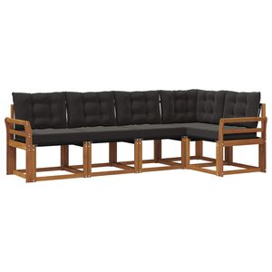 vidaXL Zunanja garnitura za sedenje z blazino 5 pcs Naravna in črna