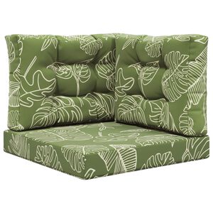 vidaXL Zunanja blazina za kavč 3 pcs Listnati dizajn Poliester