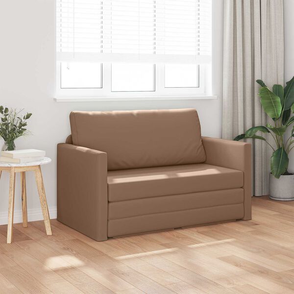 vidaXL Sofa postelja 110cm Kapučino Umetno usnje