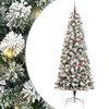 vidaXL Umetno Zložljivo Božično Drevo 300 LED Zelena in Bela 240 cm