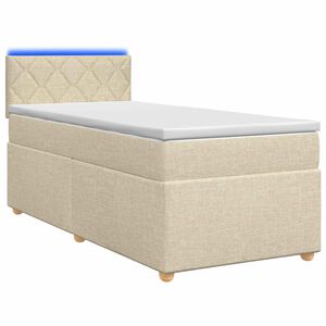 vidaXL Postelja boxspring z vzmetnico Krem 80 x 200 cm Blago
