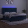 vidaXL Box spring postelja z vzmetnico LED temno modra 160x200cm žamet