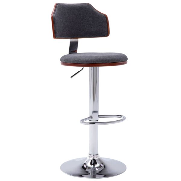 vidaXL Barski stolčki 2 kosa temno siv ukrivljen les in tkanina