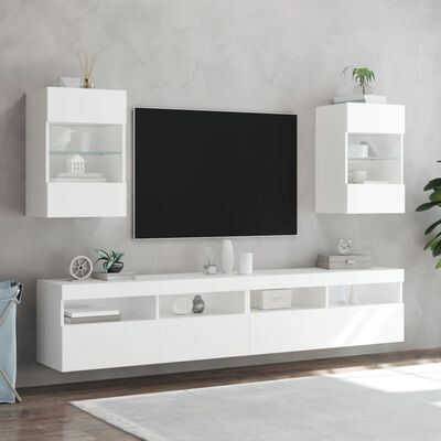 vidaXL Stenska TV omarica z LED lučkami bela 40x30x60,5 cm