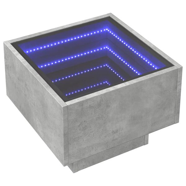 vidaXL Nočna mizica z neskončnimi LED betonsko siva 40x40x30 cm