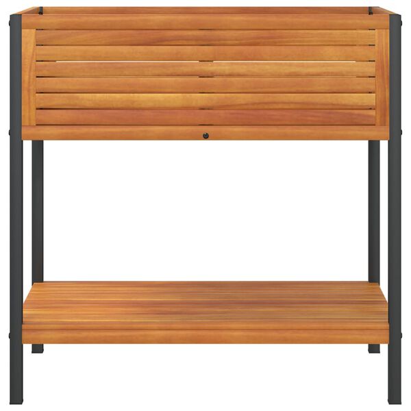 vidaXL Vrtno cvetlično korito s polico 80x45x80 cm akacija in jeklo