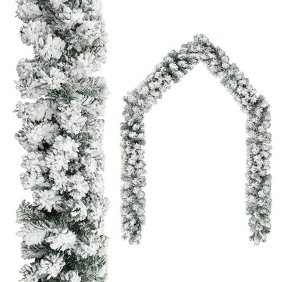 vidaXL Božična girlanda s snegom zelena 10 m PVC