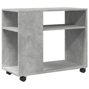 vidaXL Stranska mizica s kole&scaron;čki betonsko siva 70x35x60 cm inž. les