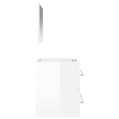 vidaXL Kopalniška omarica z ogledalom visok sijaj bela inženirski les