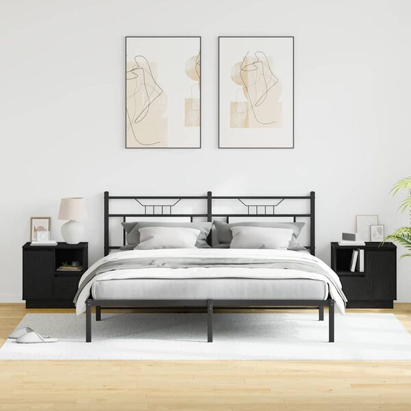 vidaXL Nočna omarica 2 pcs Črna Orehovina 50 x 34,5 x 50 cm.