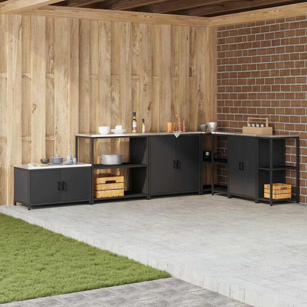 vidaXL Shramba za kuhinjo s polico Črna 60 x 50 x 92 cm Jeklo