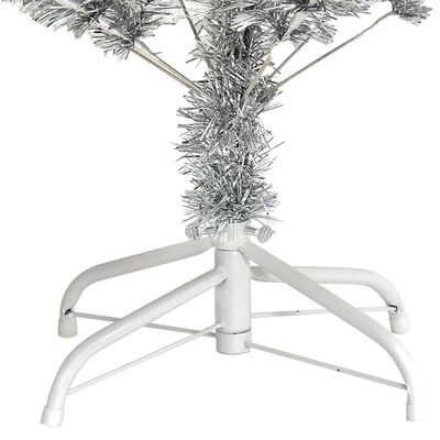 vidaXL Umetna novoletna jelka s stojalom srebrna 120 cm PET