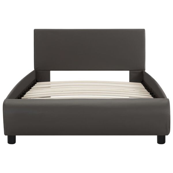 vidaXL Posteljni okvir LED sivo umetno usnje 90x200 cm