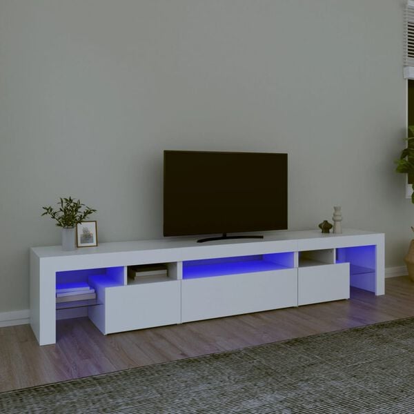 vidaXL TV omarica z LED lučkami bela 215x36,5x40 cm