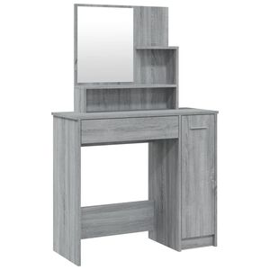 vidaXL Toaletna mizica z ogledalom siva sonoma 86,5x35x136 cm