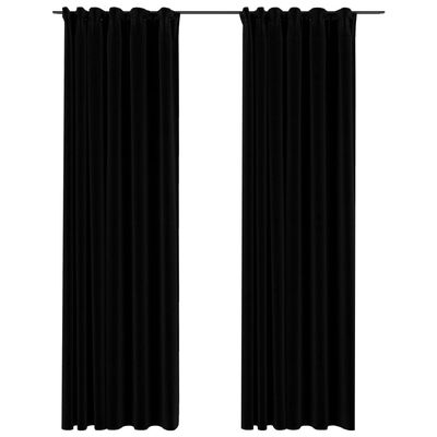 vidaXL Zatemnitvene zavese z obešali 2 kosa črne 140x225 cm