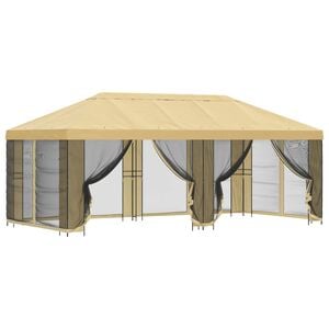 vidaXL Vrtni gazebo s stranskimi stenami 6 x 3 m Krem