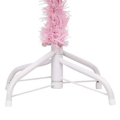 vidaXL Umetna osvetljena novoletna jelka s stojalom roza 210 cm PVC