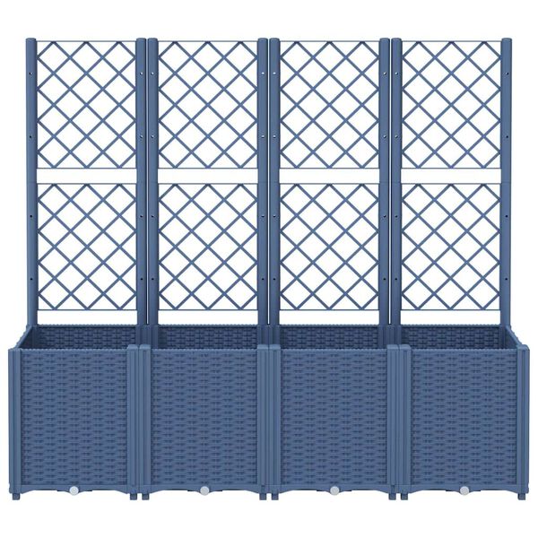 vidaXL Cvetlično korito z oporno mrežo modro sivo 160x40x140 cm PP