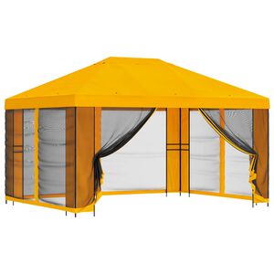 vidaXL Vrtni gazebo s stranskimi stenami 4 &times; 3 m Rumena
