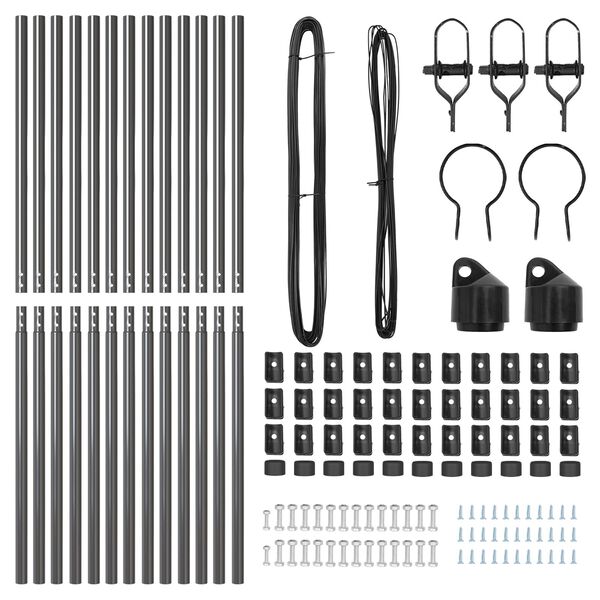 vidaXL Ograjni stebri 13 pcs Siva Ø32mm 170 cm Pocinkano jeklo