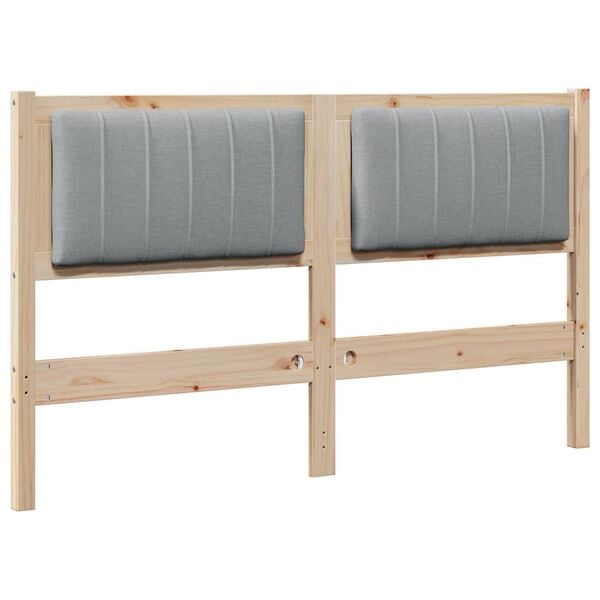 vidaXL Tapecirano vzglavje z vzglavjem Rjava 135 cm Masivno borovo les