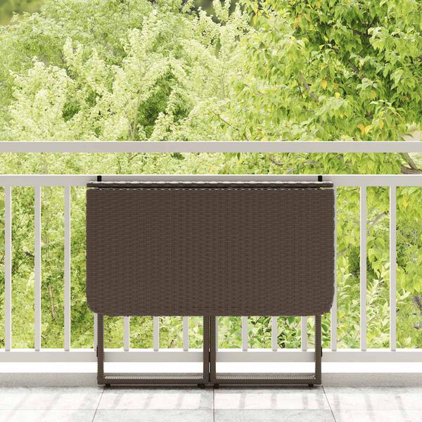 vidaXL Zložljiva vrtna miza Brown 90x51x75 cm Poly Rattan