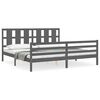 vidaXL Posteljni okvir z vzglavjem siv 200x200 cm trden les