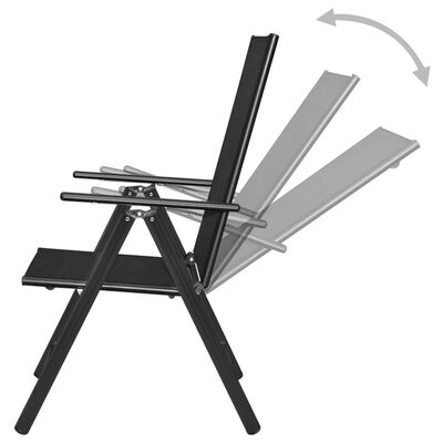 vidaXL Zložljivi vrtni stoli 2 kosa aluminij in tekstil črne barve