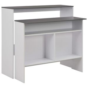 vidaXL Barska miza z 2 povr&scaron;inama bela in siva 130x40x120 cm