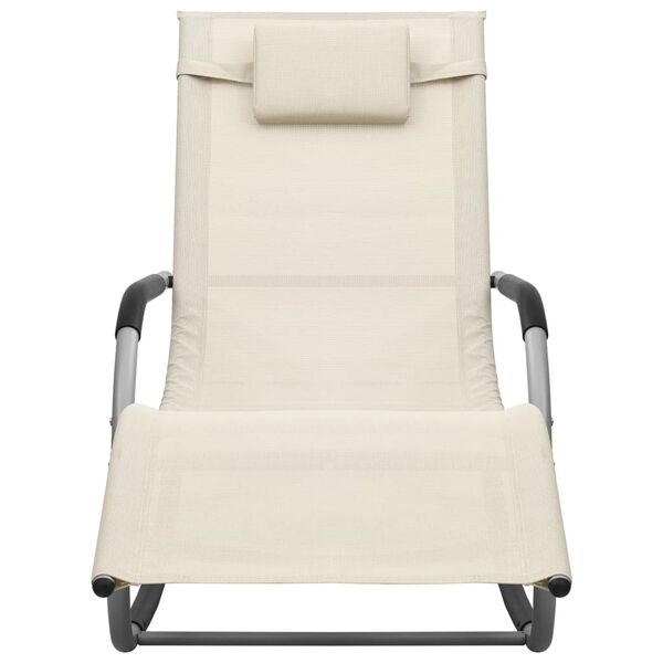 vidaXL Ležalnik iz tekstila krem in sive barve