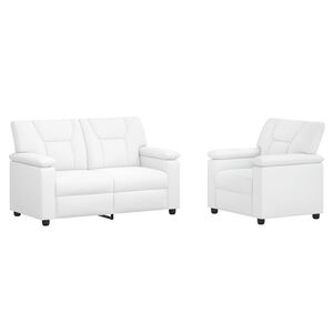 vidaXL Kavčna garnitura 2 pcs Bela Umetno usnje